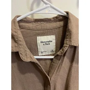 Abercrombie & Fitch Women XS Brown Linen Blend Mini Dress Minimalist Boho Chic thumbnail 6