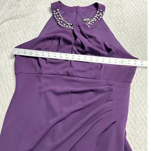 S.L. Fashions SLNY Maxi Dress Women's Plus 18 Purple Embellished Halter Neckline thumbnail 9