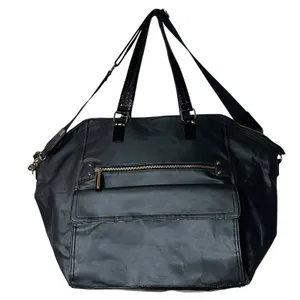 Victoria's Secret Duffle Bag Womens Large Black Nylon Leopard Lining Travel thumbnail 1