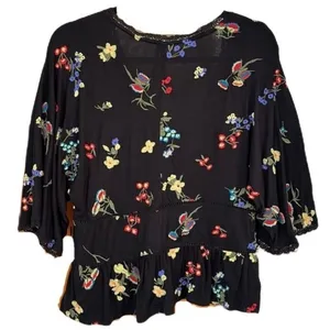 Anthropologie Parvati Floral Boho Embroidered Top Size Medium‎ thumbnail 7
