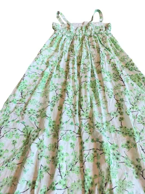J. Crew Gathered Tank Midi Dress Lime Cherry Blossoms Smocked Cotton Size 8 NWT thumbnail 12