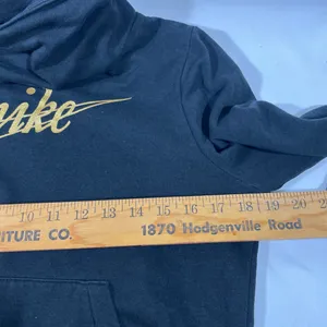 Nike Funnel‎ Cowl Neck Sweatshirt Hoodie Women Xs Black/Gold Glitter Logo A73 thumbnail 7