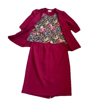 Vintage 90s Classic Apparel Ltd. 2-Piece Skirt Suit – Built-in‎ Floral Vest 20WP thumbnail 1