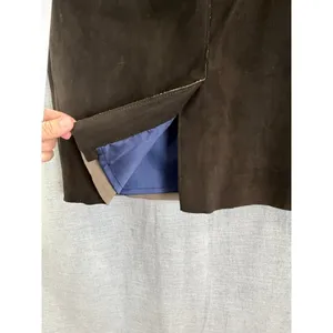 NWT Elie Tahari Dark Brown Suede Pencil Skirt 10 Kim‎ Midi Leather Luxe Academia thumbnail 4