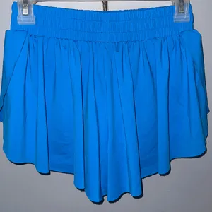 Boutique Bright Blue Flowy 2-in-1 Athletic Butterfly Running Shorts thumbnail 3