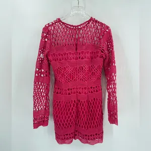Anthropologie Endless Rose LONG SLEEVE CROCHET MINI‎ DRESS size large NWT thumbnail 4