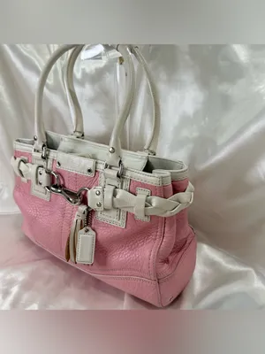 Vintage Coach Y2K Hamptons Carryall Satchel Bag Pink Leather Coquette F13084 thumbnail 3