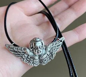 Handmade aesthetic vintage goth romance angel/cherub Unisex simple necklace👼🖤 thumbnail 1
