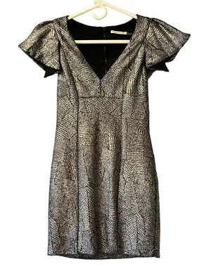 Mustard Seed Dress‎ Mini Short Shimmer Silver Size Small S thumbnail 1