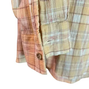 Mix& Match Guido Pellegpini Med Top Button Down Plaid Pale Yellow Office Wear thumbnail 6