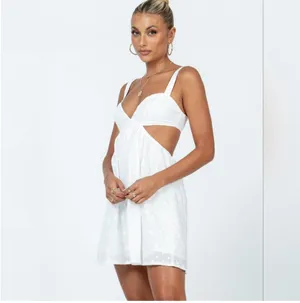 Princess Polly White Khalia Embroidered Side Cutout Cotton Mini Dress thumbnail 2