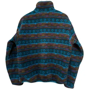 L.L. Bean Vintage Womens Size M Blue Tribal Southwestern Fleece Full Zip Jacket thumbnail 4