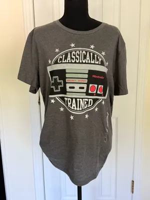 Nintendo Gray "Classically Trained" Graphic T-Shirt Size L thumbnail 1