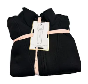 Victoria's Secret Cozy Lounge Fleece Jogger Set Black Full Zip 2 Piece Medium thumbnail 1