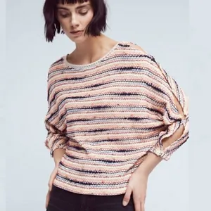 ✨Anthropologie Postmark Malu Dolman Navy Space Dye Top thumbnail 8