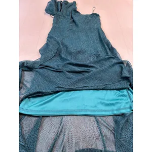 NWT Floret Studios | One Shoulder‎ Tiered High-Low Dress Green | Women's Size M thumbnail 5