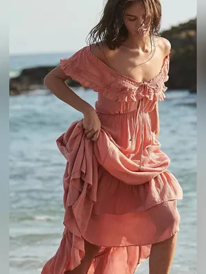 New FREE PEOPLE Moonlight Ocean Maxi in Burnt Coral Size L thumbnail 7