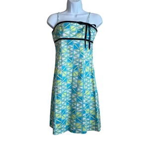 Vintage Becky & Max Y2K‎ Dress Blue Green Size 4 Empire Waist Babydoll Artsy thumbnail 2