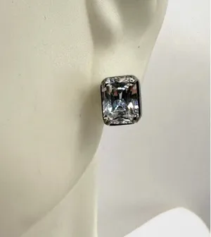 Sterling Silver & CZ Stud Earrings Silver thumbnail 1