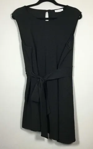 First Love Black Classic‎ Minimalist Asymmetrical Tied Waist Party Mini Dress 1X thumbnail 1