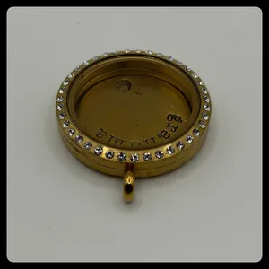 Origami Owl Locket Pendant Womens Small Gold Crystal Grandma Charm‎ Necklace thumbnail 3