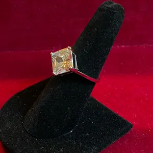 Silver tone Princess Cut CZ Ring size 7 thumbnail 2