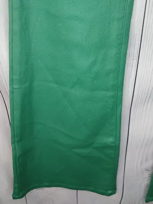 Edikted Luna Green Faux Leather Mid Rise Women's Flare Y2K FashionEdgy Pants thumbnail 5