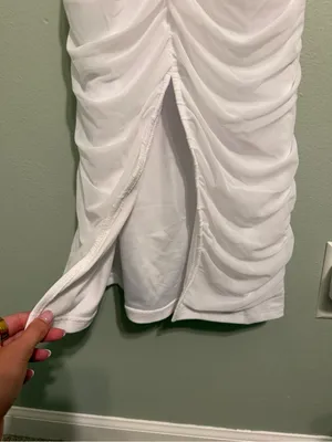 Amazon White Ruched Sleeveless Maxi Dress thumbnail 3