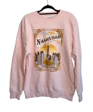 Nashville TN Light Pink Music City Graphic Sweatshirt Boutique thumbnail 1