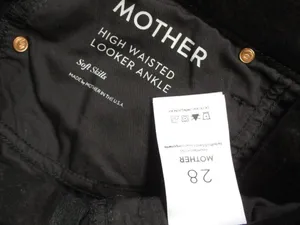 Mother High Waisted Looker Ankle in Soft Skills Stretch Velvet Skinny Pants 28 thumbnail 3