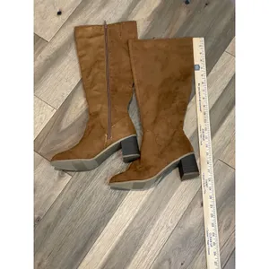 Faux Suede Brown High Boots Chunky Heel Size 8.5 NWT Made For Target thumbnail 10
