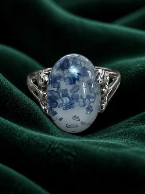 Gorgeous Stainless Steel Silver w/ Gorgeous Frosted White/Blue Gemstone Size 6 thumbnail 2