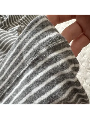Lauren Ralph Lauren Large L Gray White Striped Long Sleeve T Shirt Brown Patches thumbnail 10