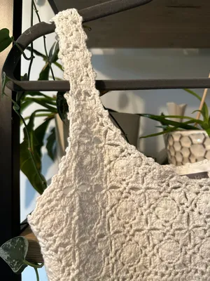 Crochet Tank Top White Size S petite thumbnail 3
