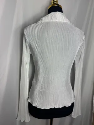 Women’s Ribbed V-Neck Button-Front Top Y2K style White festival Small NWOT thumbnail 5
