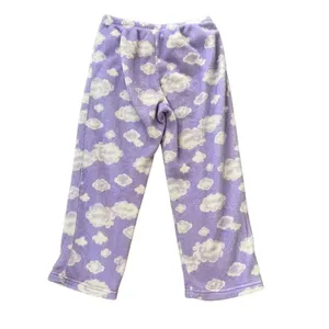 Victoria's Secret Pink Women's XL Lavender‎ Cloud Print V-Neck Fleece Pajama Set thumbnail 8