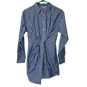 Steve Madden Nadia Dress in Blue Small New Womens Shirtdress Pinstriped thumbnail 4