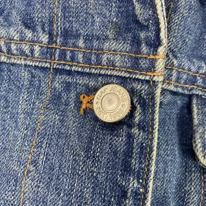 GAP Jeans Denim Trucker Jacket Womens Large Blue Button Front Monogram DJB Faded thumbnail 4