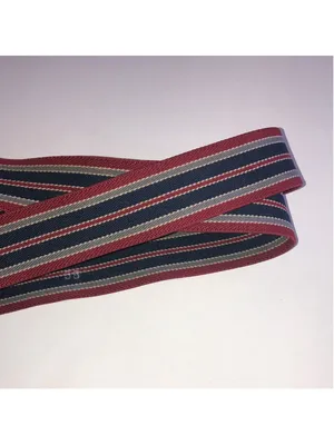 Striped Canvas Belt with Leather Accents - Red, Navy, Cream thumbnail 3
