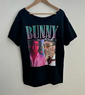 Bad Bunny off-the-shoulder t-shirt thumbnail 1