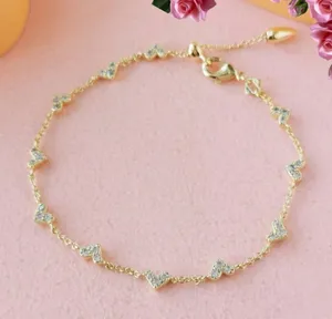 Haven Gold Crystal Heart Delicate Chain Bracelet thumbnail 1