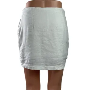 Abercrombie & Fitch Womens White Linen Blend Side Zip Wrap Mini Skirt Skort Sz S thumbnail 4