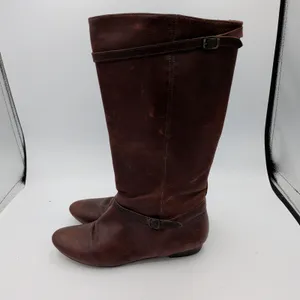 Frye Bonnie Dark Brown Leather Riding Boots Women‎ 7M 77985 Round Toe Low Heel thumbnail 2