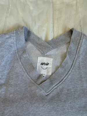 Aerie grey v neck sweatshirt thumbnail 3