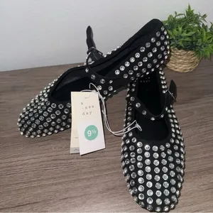 Women's Issa Rhinestone Mary Jane Ballet Flats - A New Day™ Black thumbnail 2