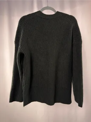 Abercrombie & Fitch Oversized Crewneck Ribbed Side Slit Sweater in Black Size XS thumbnail 3