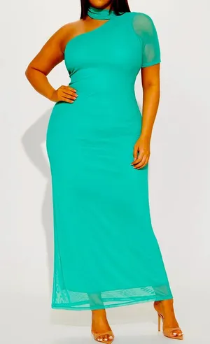 Mesh Sleeve Maxi Dress: Mint- Size Small 3/5 thumbnail 1