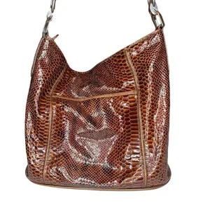 Vintage Brighton Set Brown Snake Print Purse Bag Slouchy Leather Matching Wallet thumbnail 6
