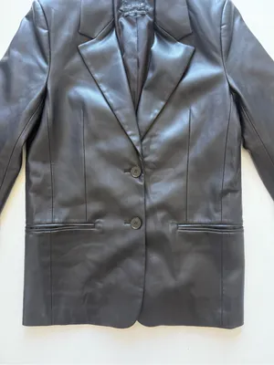Zara Faux Leather Black Jacket Size Small thumbnail 4
