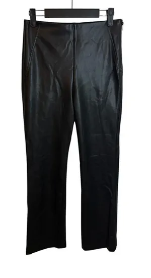 Zara Black Faux Leather Side Zip Ankle Pants thumbnail 1
